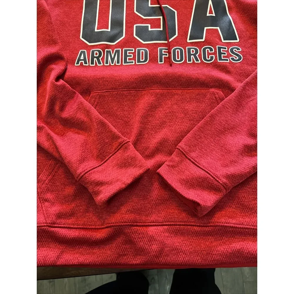 USA Armed Forces Mens Large Hoodie‎ Sweatshirt Red